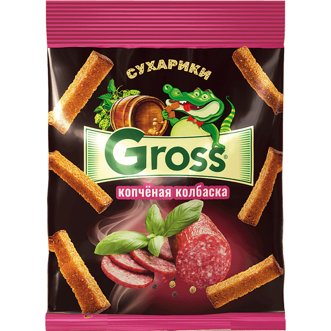 Сухарики Gross 40 гр., Копченая колбаска